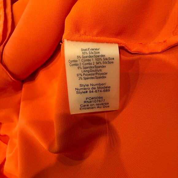 Alice + Olivia Silk Halter Backless Mini Dress Asymmetrical Ruffle Orange Sz Med - Picture 11 of 13